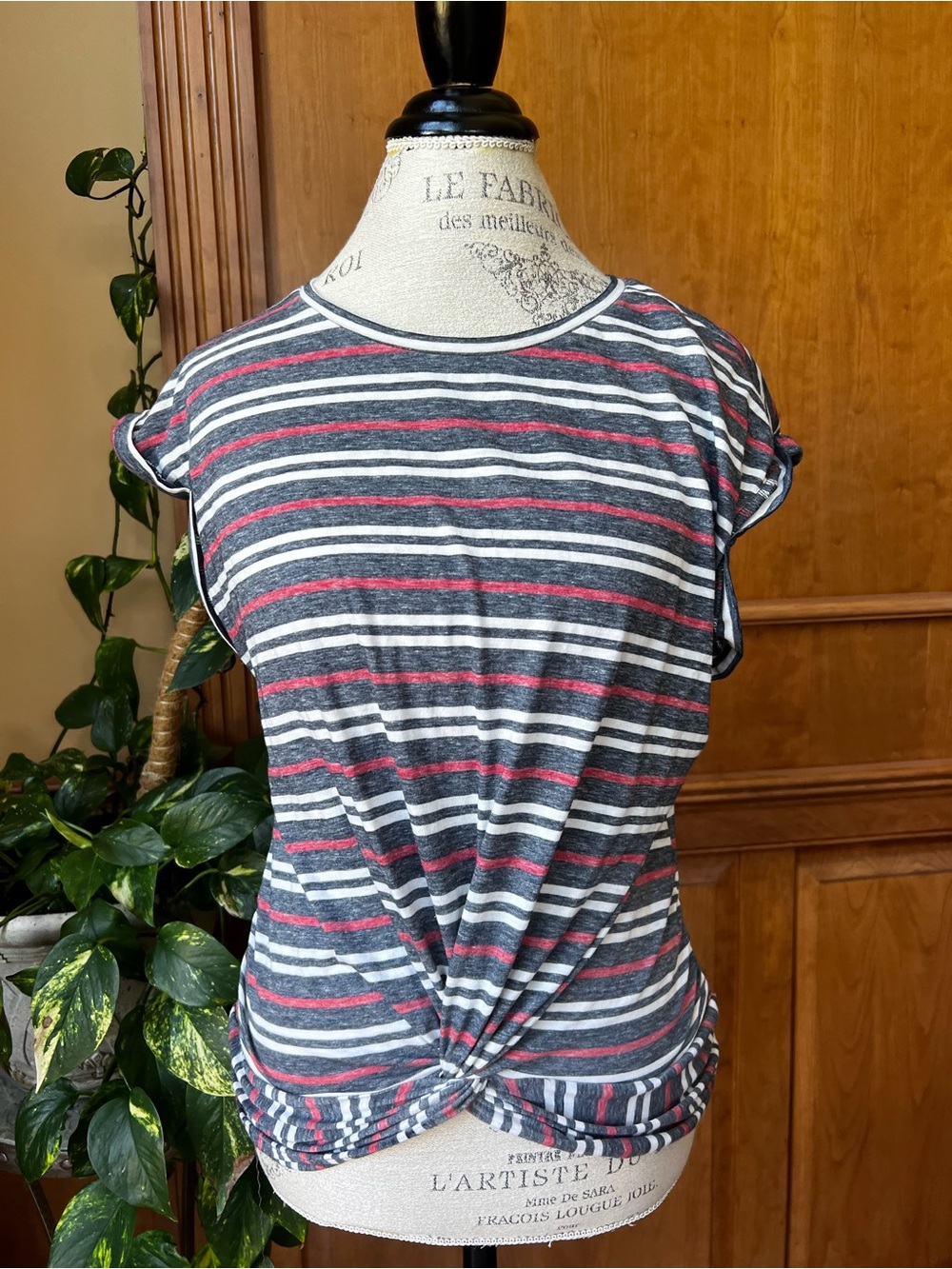 Lucky Brand Striped Knot-Front Women's Top small